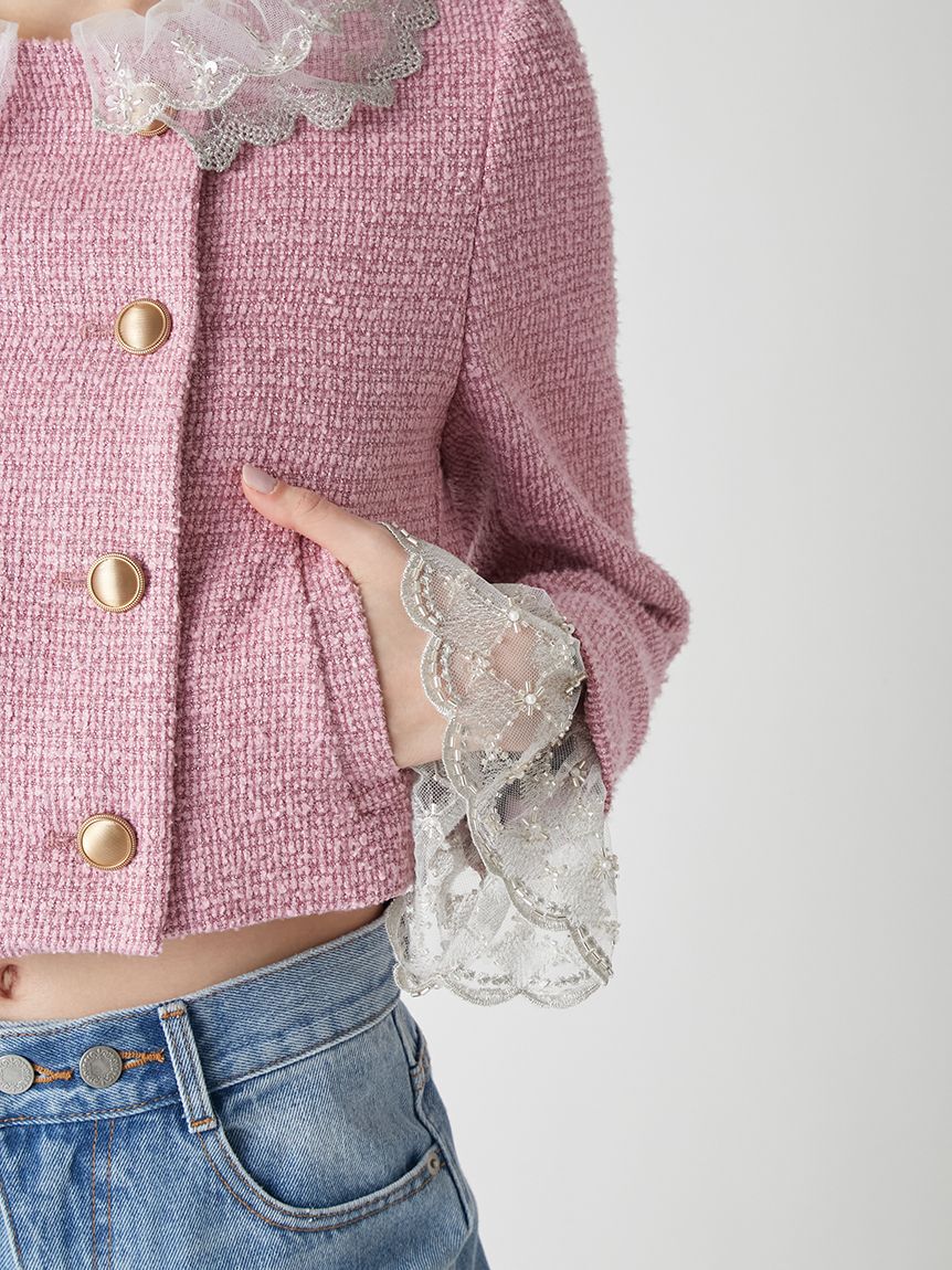 LILY BROWN「【WEB限定カラー】[L.B CANDY STOCK]スカラップビジューアタッチドジャケット」|テーラードジャケット|