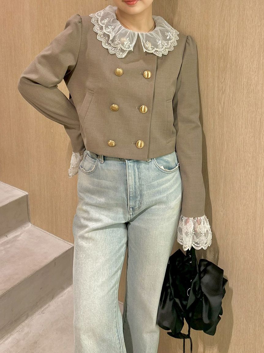 LILY BROWN「【WEB限定カラー】[L.B CANDY STOCK]スカラップビジューアタッチドジャケット」|テーラードジャケット|