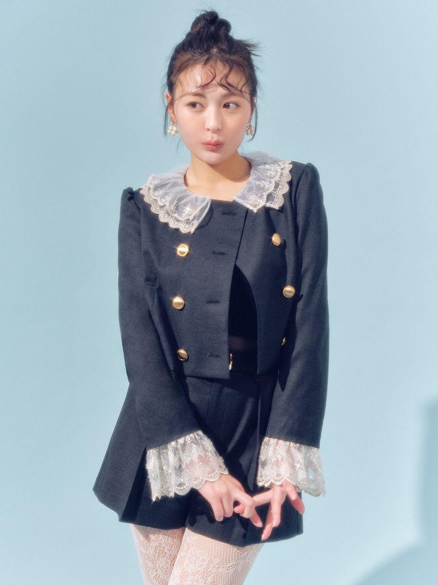 LILY BROWN「【WEB限定カラー】[L.B CANDY STOCK]スカラップビジューアタッチドジャケット」|テーラードジャケット|