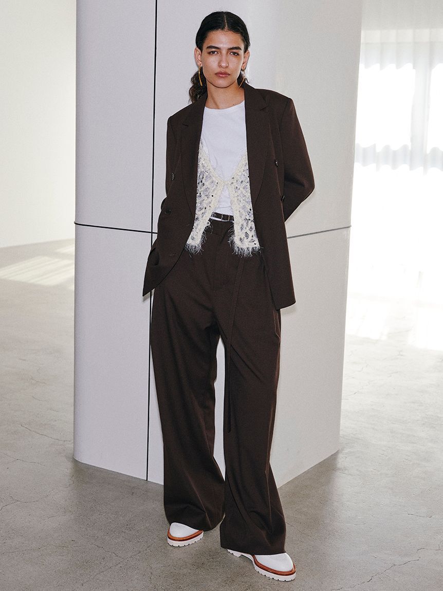 styling/「【セットアップ対応】ダブルベルトスーツパンツ」|チノ|BRW