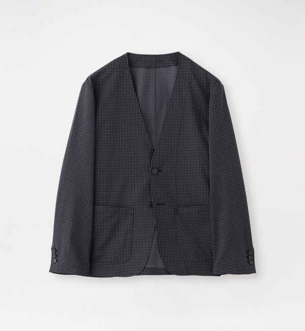  「COOLDOTS カーディガンジャケット」|ノーカラージャケット|チャコールグレー1