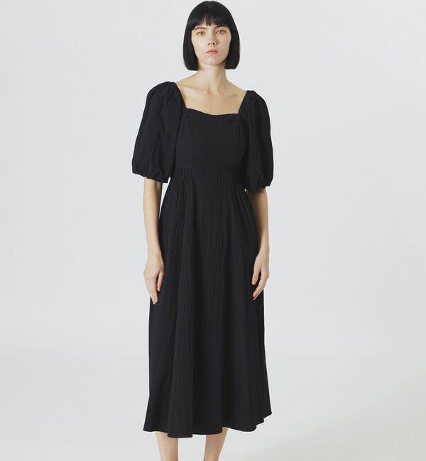  「【手洗い可】バルーンスリーブワンピース」|ワンピース|ブラック