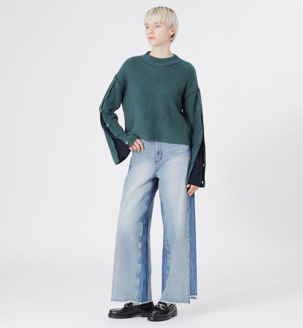  「キャメル混パイピングプルオーバー」|ニット・セーター|