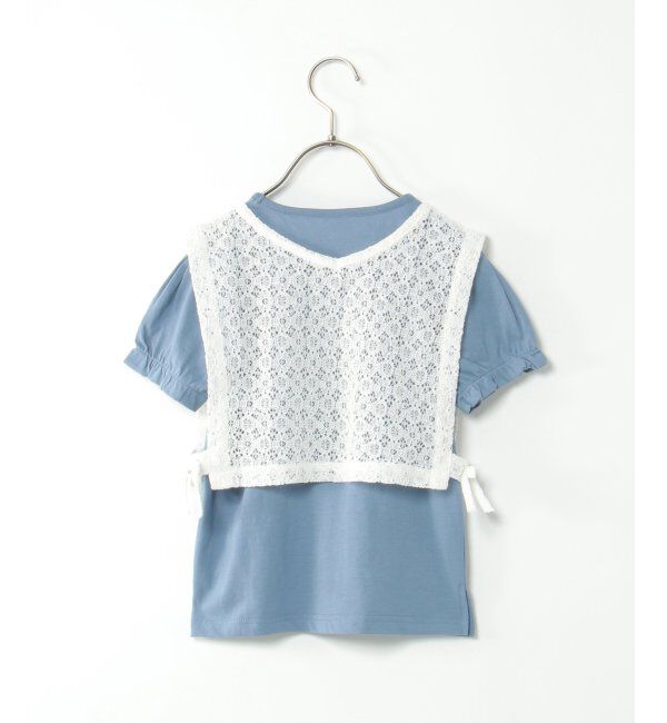 ikka kids「【2点セット】レースベスト／パフスリーブTセット（120~160cm）」|Tシャツ・カットソー|