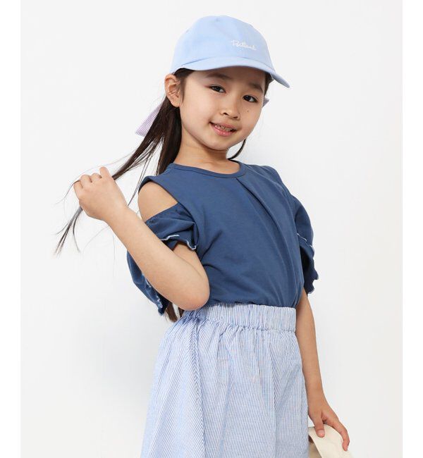 ikka kids「USAコットン メロー肩開きTシャツ（120~160cm）」|Tシャツ・カットソー|ネイビー