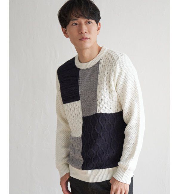ikka「ブロックスジャガードニット」|プルオーバー|