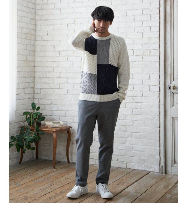 ikka「ブロックスジャガードニット」|プルオーバー|