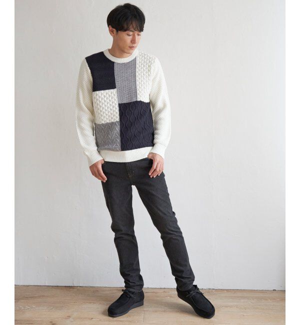 ikka「ブロックスジャガードニット」|プルオーバー|