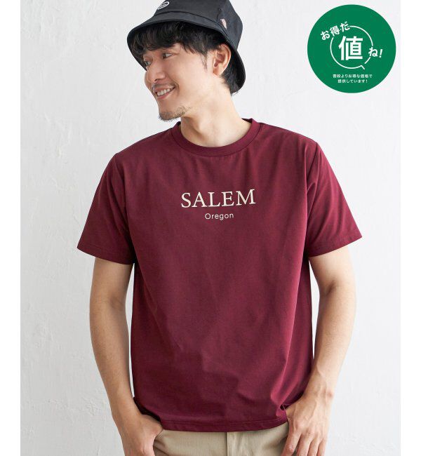 ikka「【接触冷感】速乾COOLプリントTシャツ」|Tシャツ・カットソー|ワイン