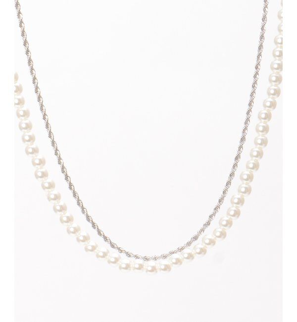 ikka「チェーンパール2セットネックレス」|その他|シルバー