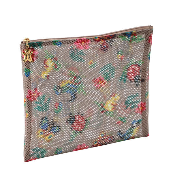 FEILER「ハイジ　メッシュ転写プリントポーチ　HEMP-191327」|ポーチ|ベージュ