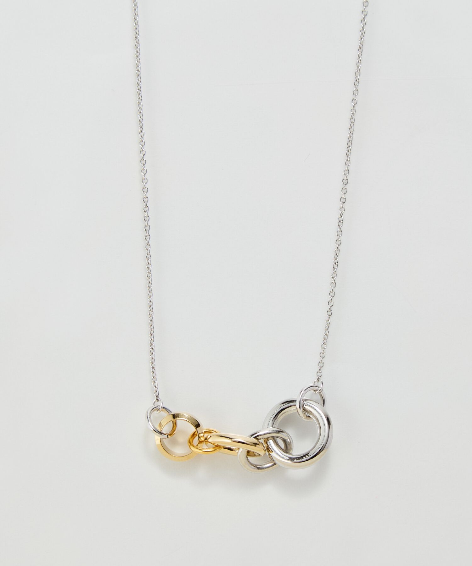  「【金属アレルギー対応】ミックスループメタルネックレス　シルバー」|ネックレス|