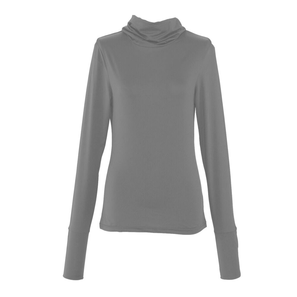 BACKYARD FAMILY「タートルネック レディース 春夏 通販 カットソー ストレッチUVロングTシャツ 黒 グレー 長袖」|Tシャツ・カットソー|グレー1