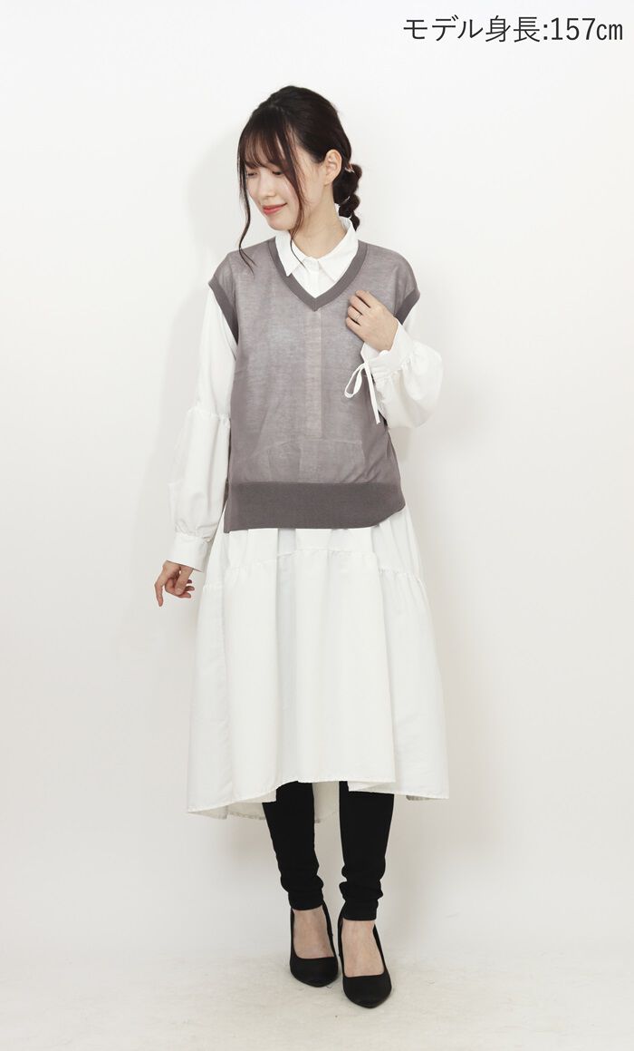 BACKYARD FAMILY「MIND マインド シアーベスト ベスト 通販 チョッキ レイヤード 重ね着 透け感 Vネック」|その他|