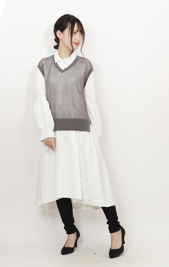 BACKYARD FAMILY「MIND マインド シアーベスト ベスト 通販 チョッキ レイヤード 重ね着 透け感 Vネック」|その他|