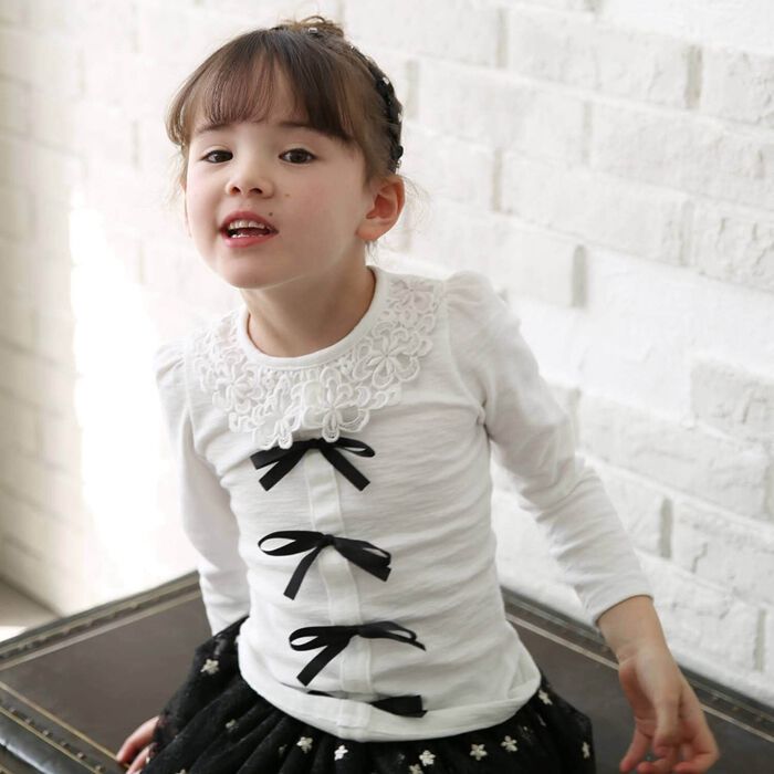 BACKYARD FAMILY「女の子 キッズ 長袖 Tシャツ 通販 ロンT 73012402 長袖Tシャツ カットソー リボン」|その他|