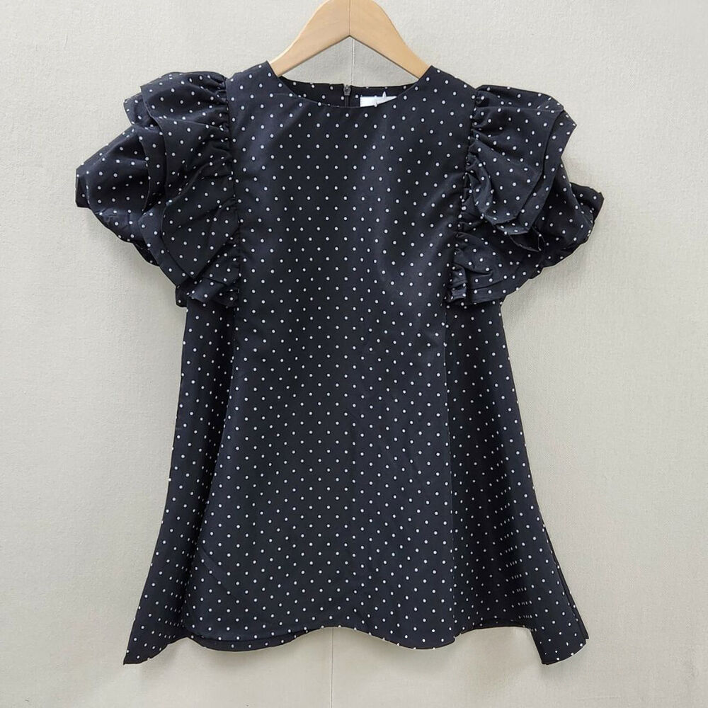 BACKYARD FAMILY「フリル 袖 トップス レディース 通販 カットソー フリルトップス プルオーバー シャツ フリル袖」|Tシャツ・カットソー|ブラック1