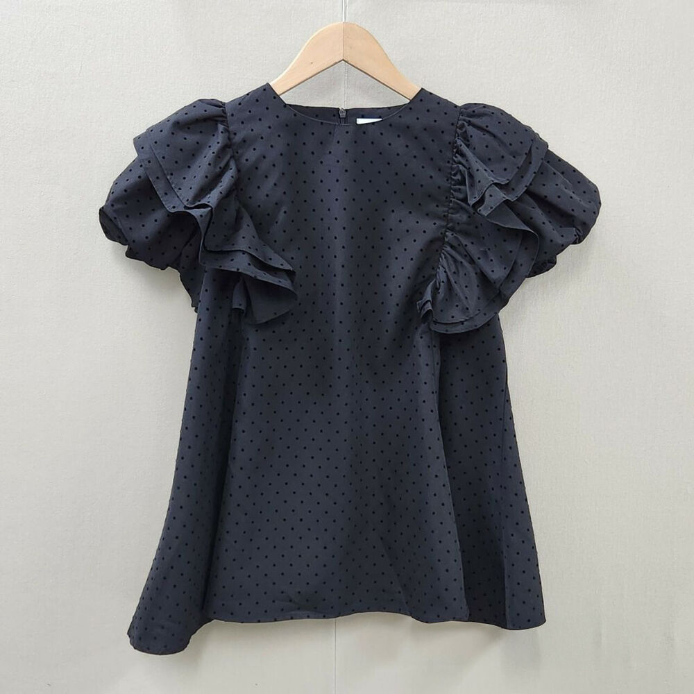 BACKYARD FAMILY「フリル 袖 トップス レディース 通販 カットソー フリルトップス プルオーバー シャツ フリル袖」|Tシャツ・カットソー|ブラック2