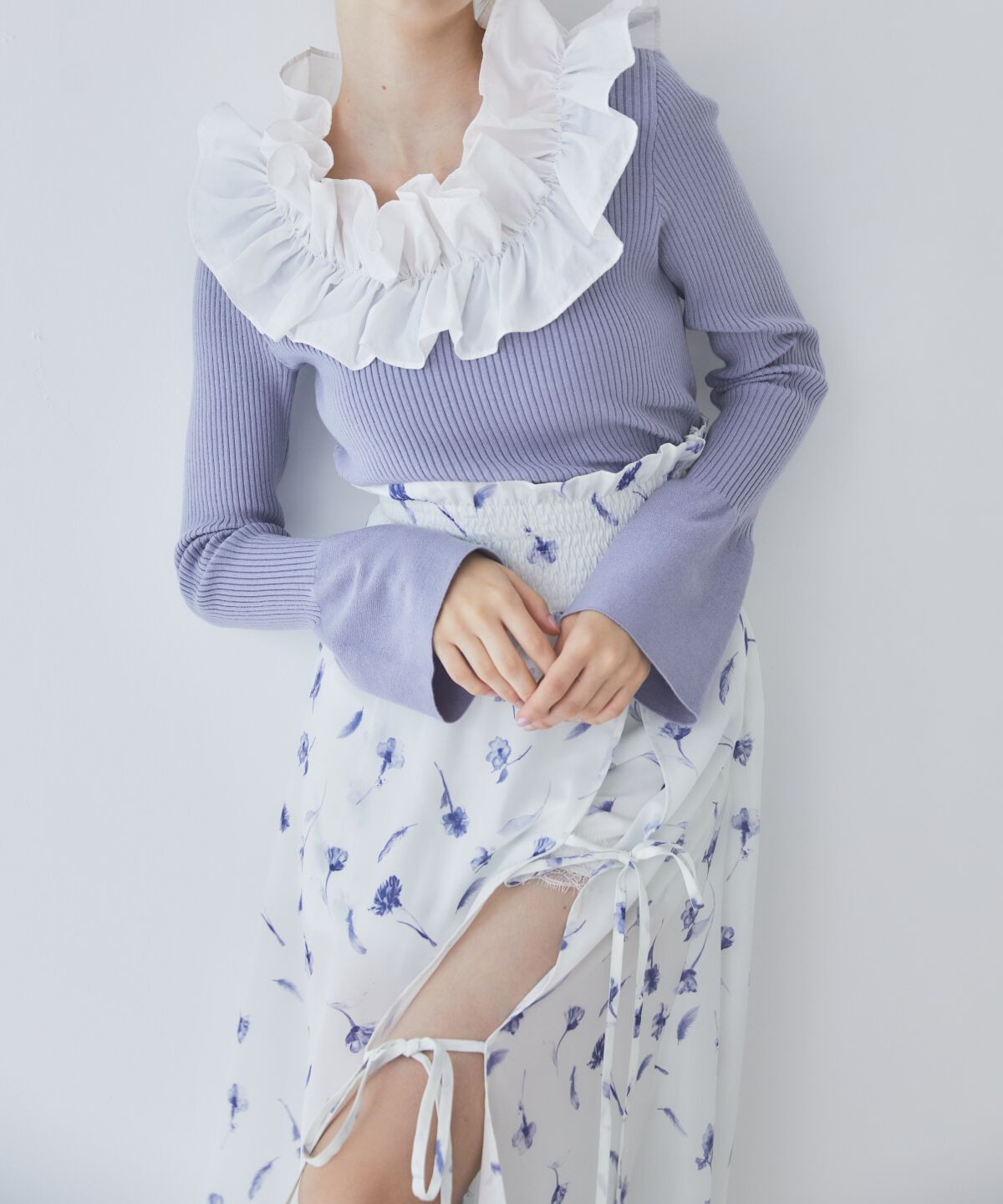 REDYAZEL「フェザープリントスリットスカショートパン」|フレア|