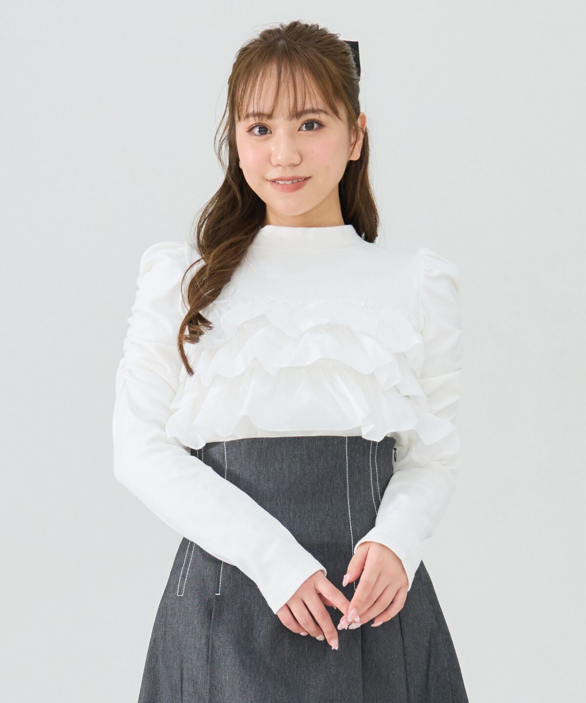 REDYAZEL「異素材フリルトップス」|Tシャツ・カットソー|