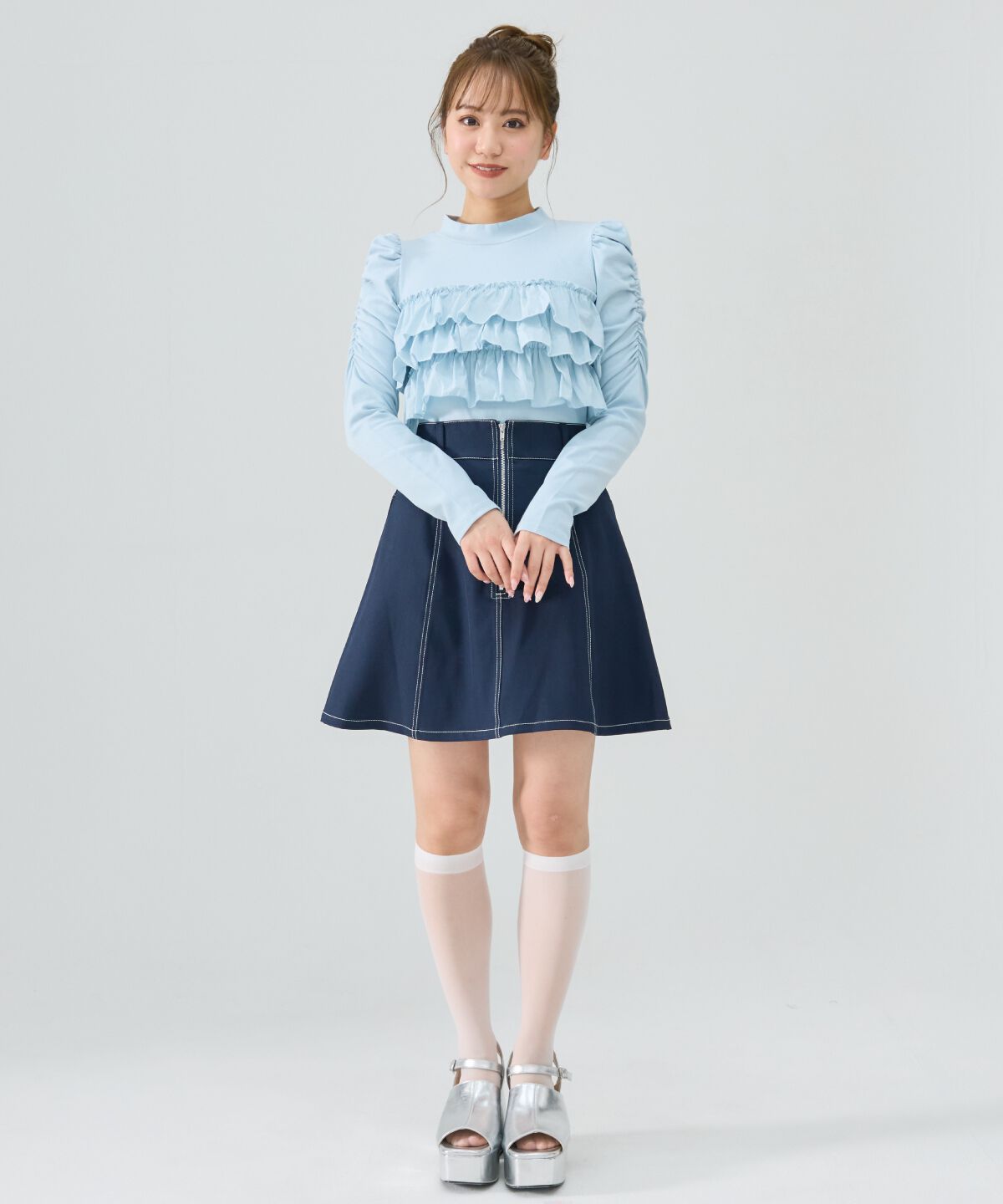 REDYAZEL「異素材フリルトップス」|Tシャツ・カットソー|