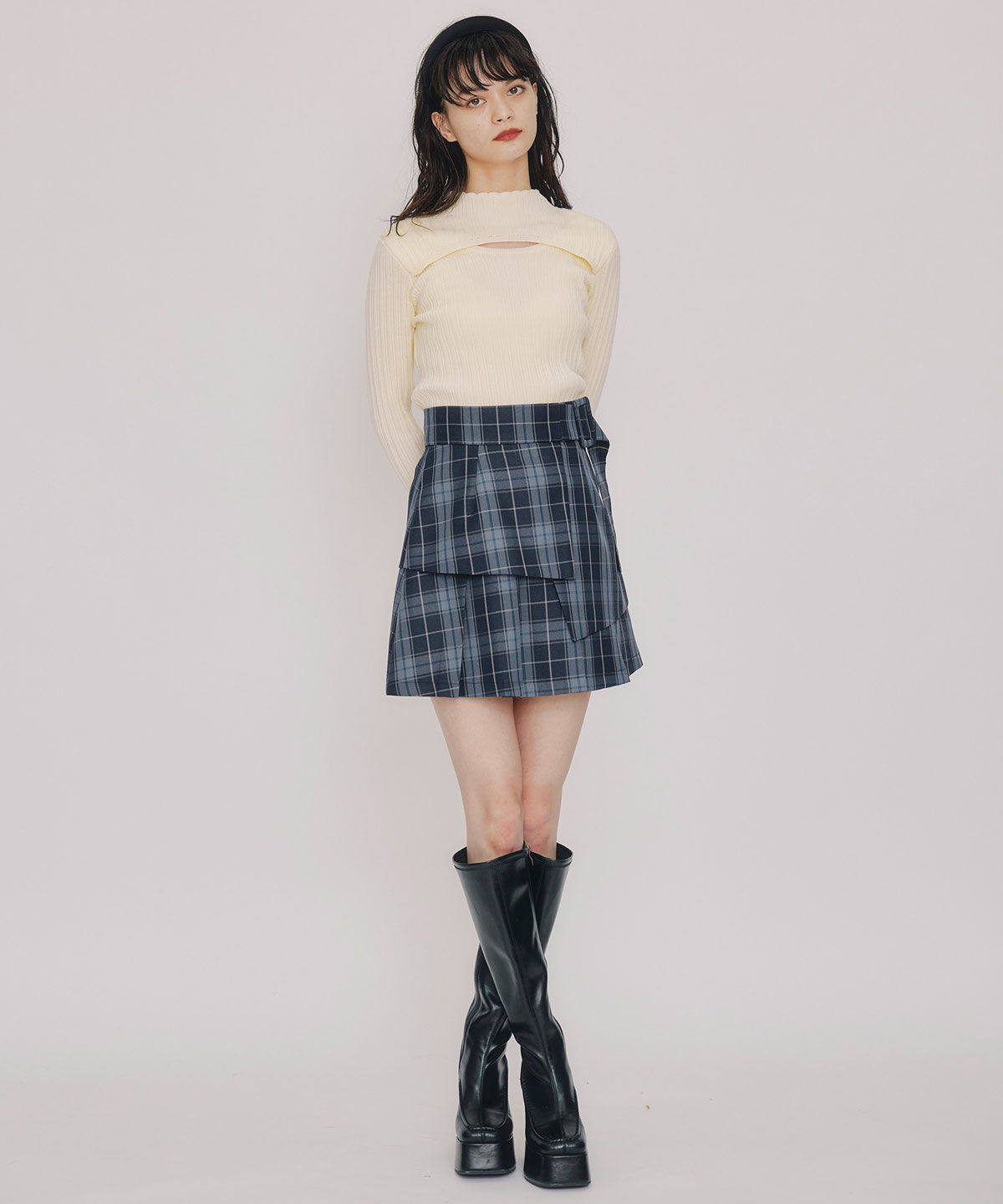 REDYAZEL「レイヤードデザインランダムリブニットプルオーバー」|ニット・セーター|