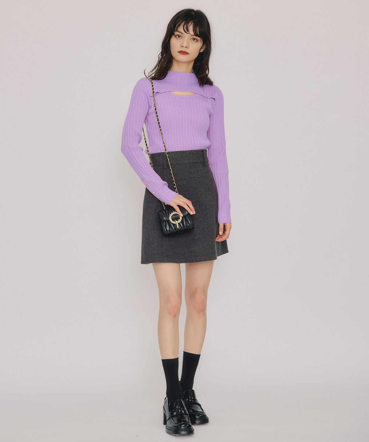 REDYAZEL「レイヤードデザインランダムリブニットプルオーバー」|ニット・セーター|