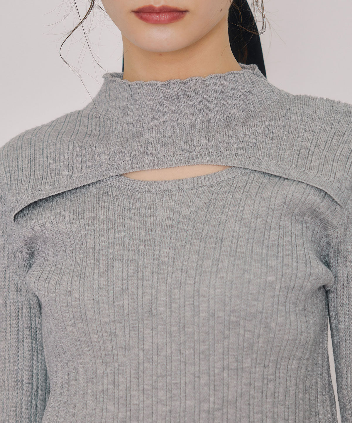 REDYAZEL「レイヤードデザインランダムリブニットプルオーバー」|ニット・セーター|