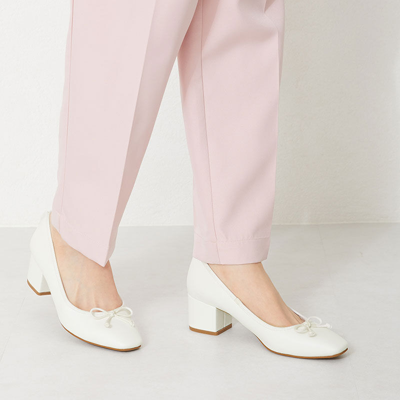 WA Oriental TRaffic「【定番】ヒールバレエパンプス/32102　人気　売れてる　シンプル　トレンド」|パンプス|WHITE