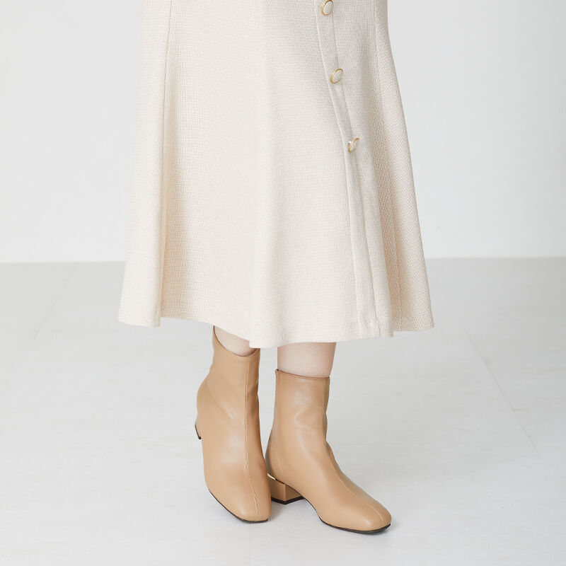 ORiental TRaffic「ソフトレザー メタリックライン ブーツ /31409 柔らかい 履き口に隠しゴム付き」|ショートブーツ|