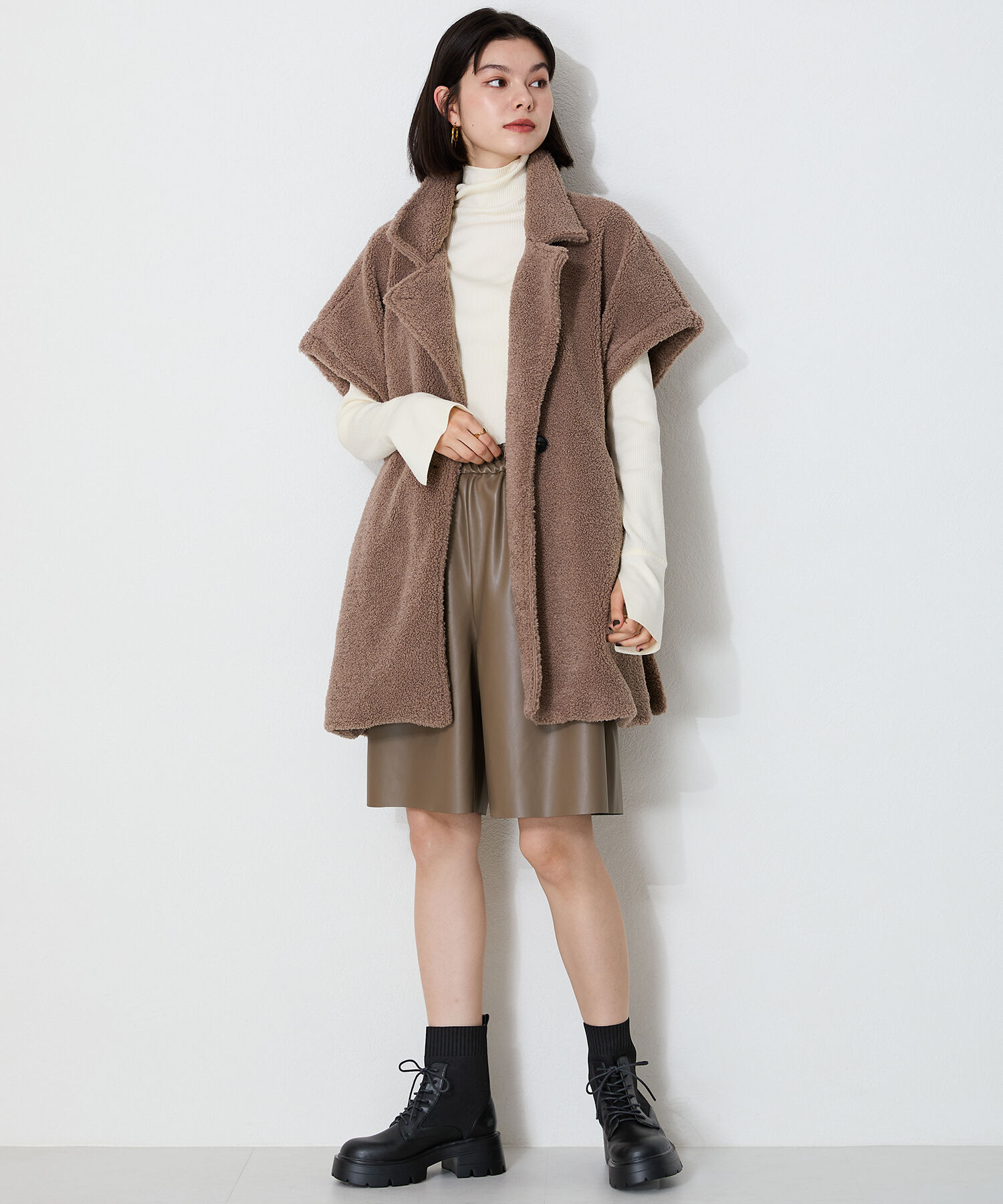 ORiental TRaffic「ニット ソックス レースアップブーツ/41431 厚底 柔らかい」|ショートブーツ|