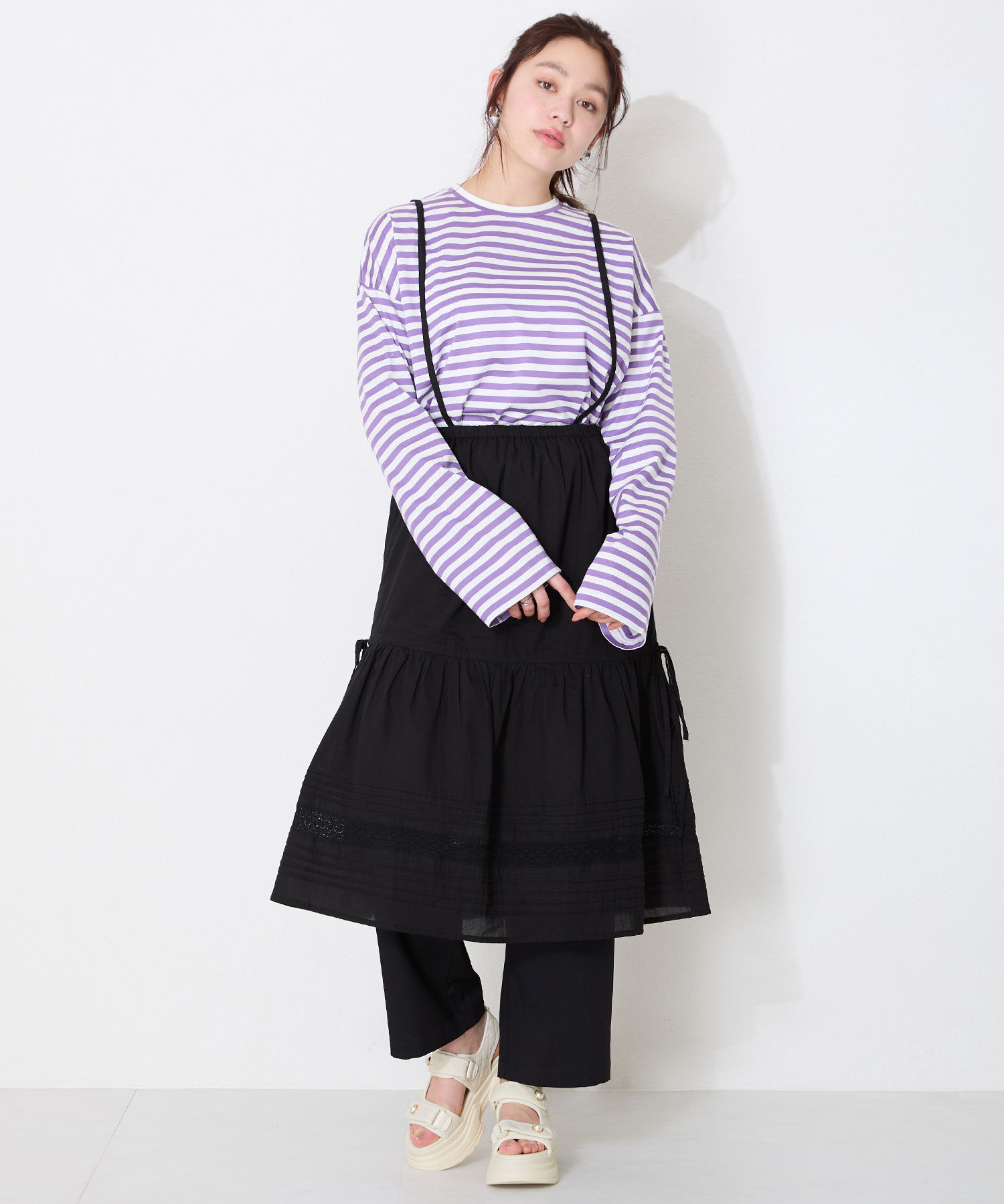 ORiental TRaffic「キルティングパールボタン厚底サンダル/51213 サンダル 厚底 人気」|サンダル|