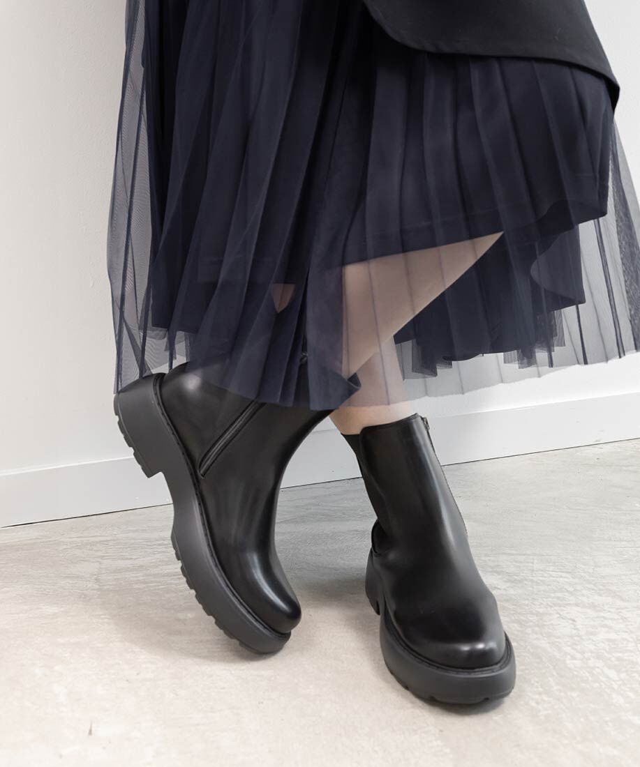  「ボリュームソールベーシックサイドゴアブーツ」|ショートブーツ|