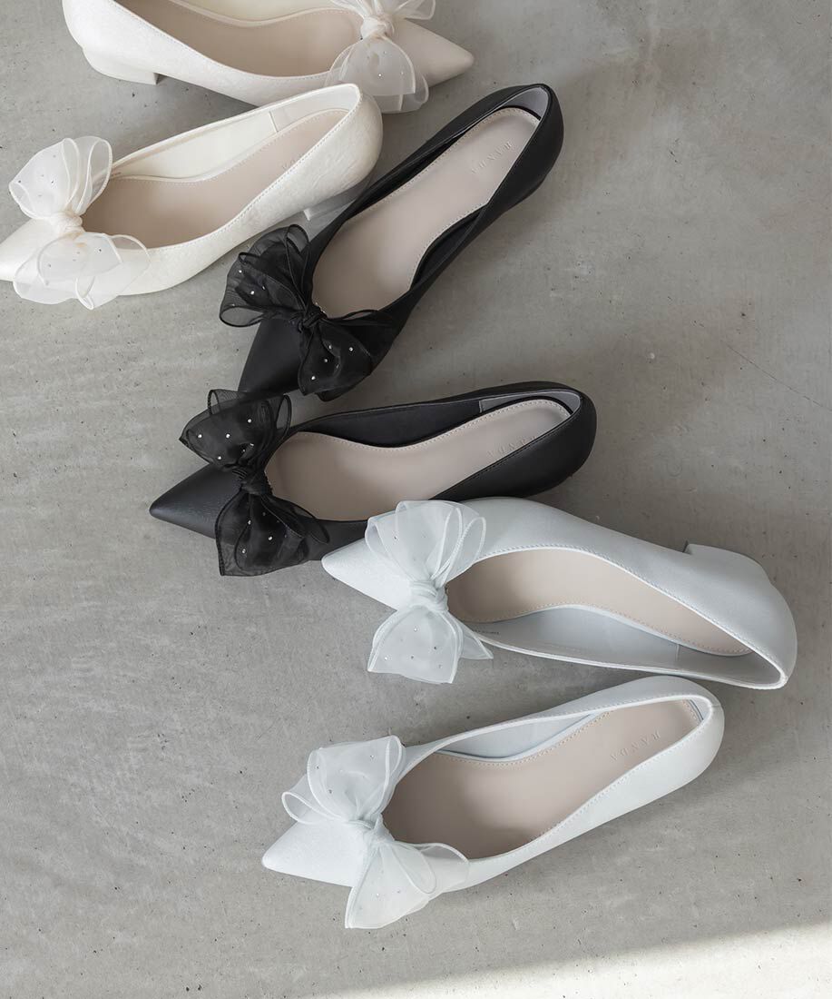  「2WAY シアーリボンチャンキーヒールパンプス」|パンプス|