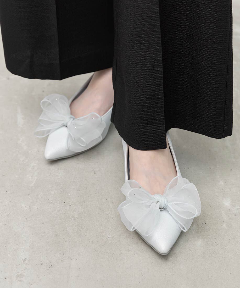  「2WAY シアーリボンチャンキーヒールパンプス」|パンプス|