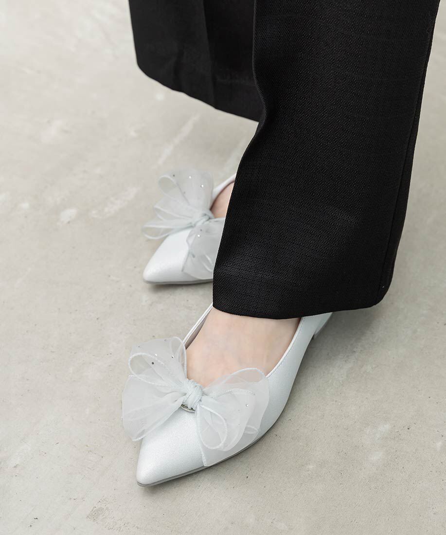  「2WAY シアーリボンチャンキーヒールパンプス」|パンプス|