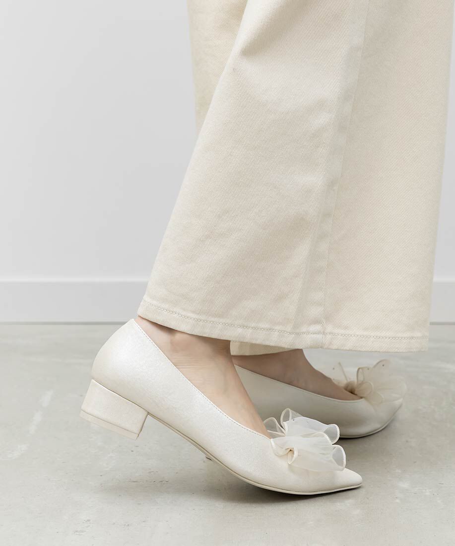  「2WAY シアーリボンチャンキーヒールパンプス」|パンプス|