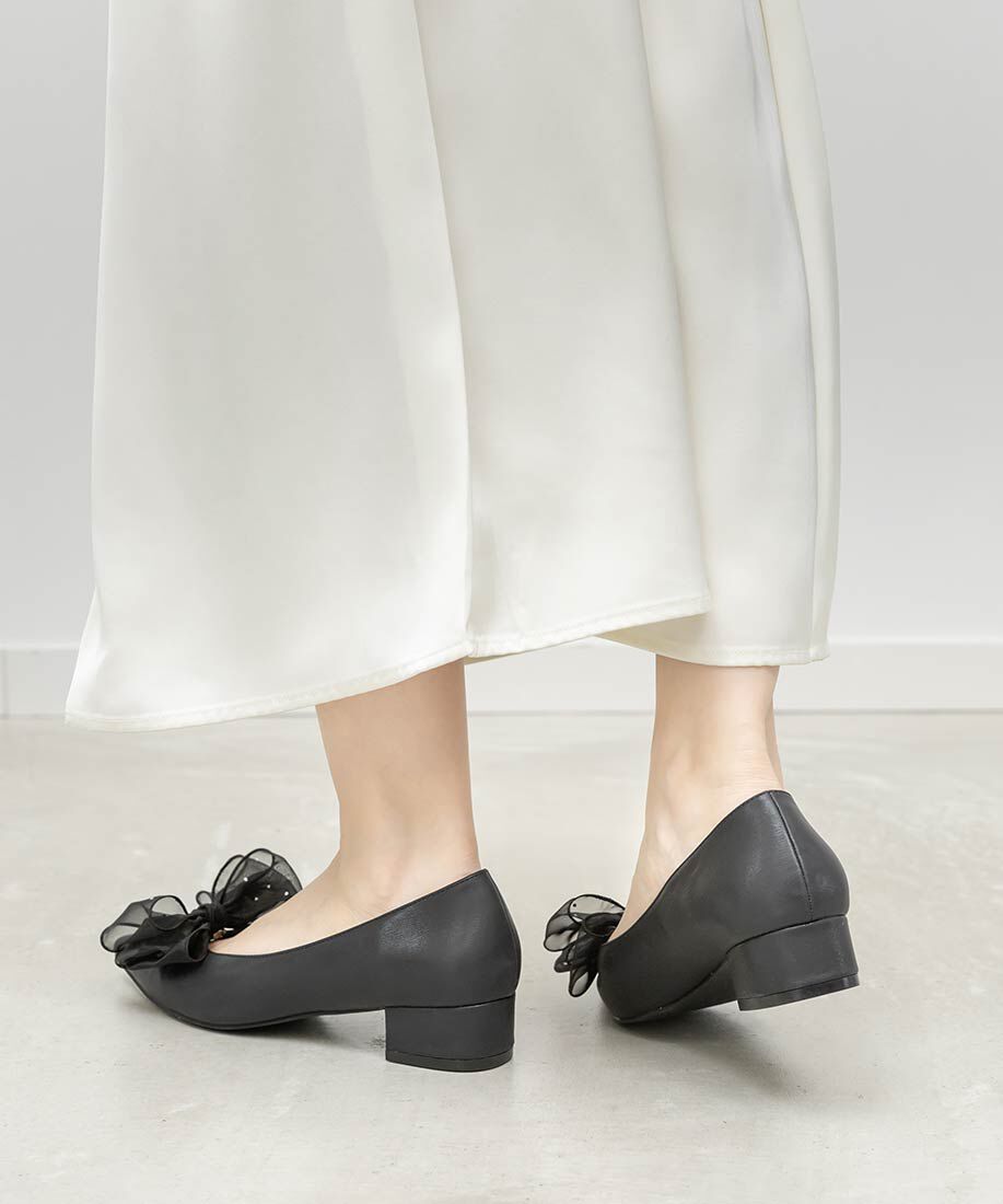  「2WAY シアーリボンチャンキーヒールパンプス」|パンプス|