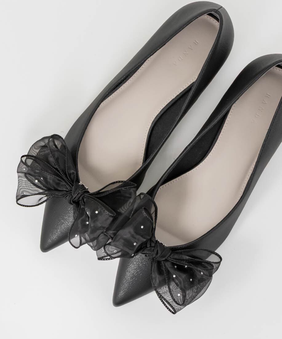  「2WAY シアーリボンチャンキーヒールパンプス」|パンプス|