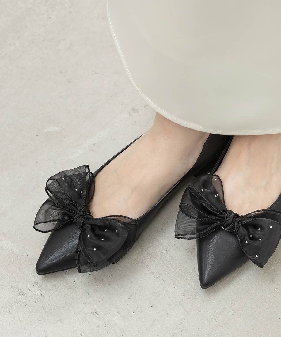  「2WAY シアーリボンチャンキーヒールパンプス」|パンプス|