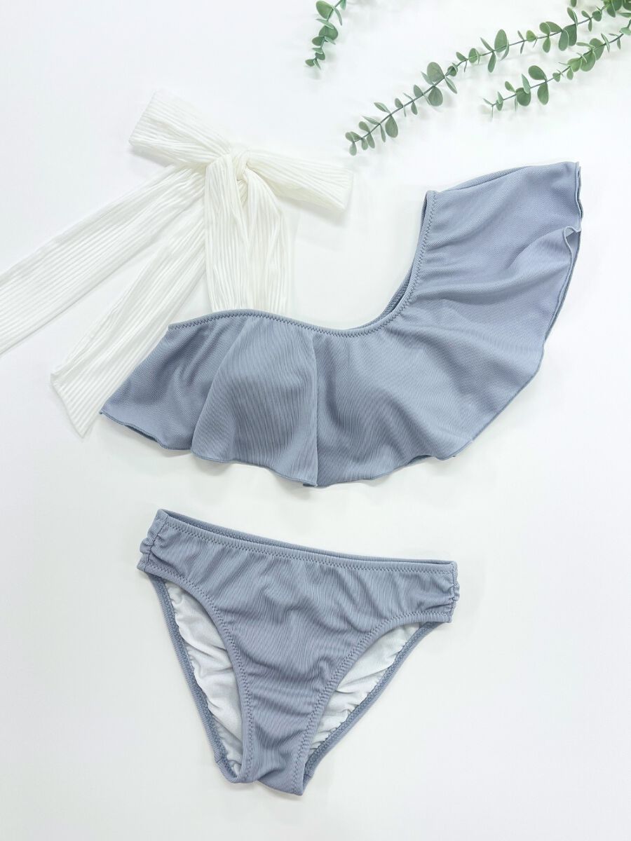 PEAK&PINE「無地リブ素材フレアワンショルダービキニ」|ビキニ|