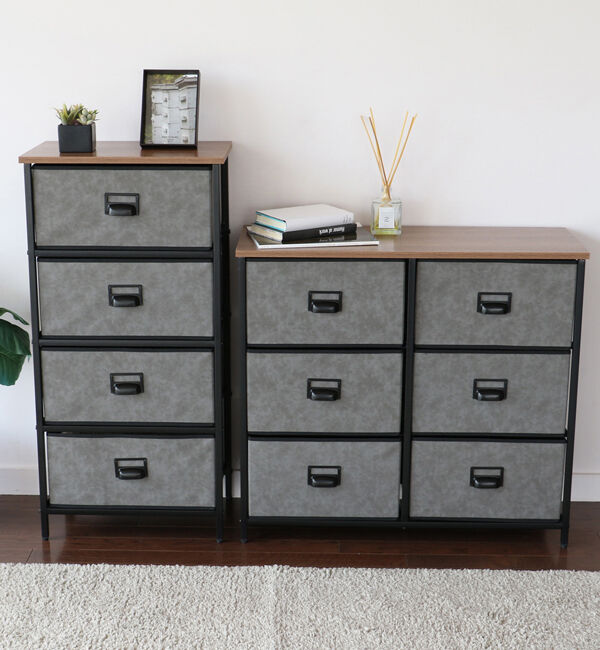 B-COMPANY「たっぷり入る万能チェスト　セラミック風チェスト4段／幅45cm」|タオル|