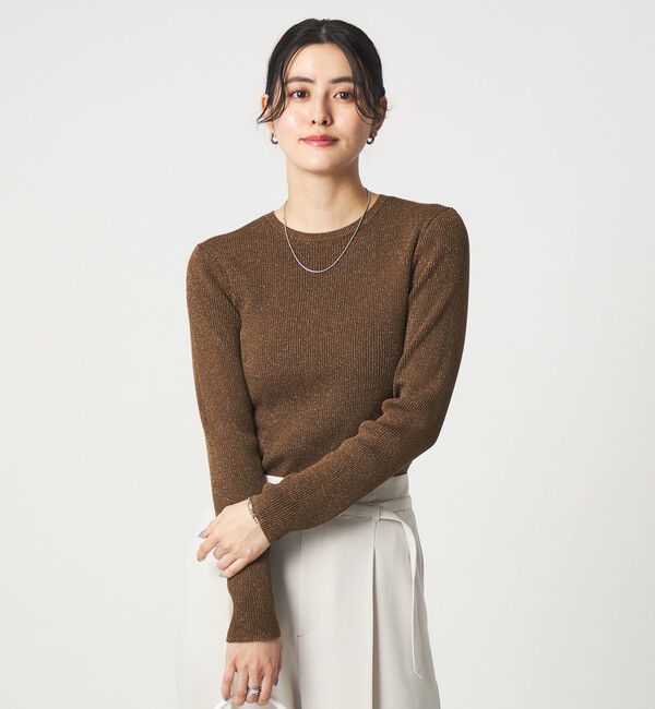 UNITED ARROWS green label relaxing「ラメ リブ クルーネック ニット プルオーバー」|ニット・セーター|