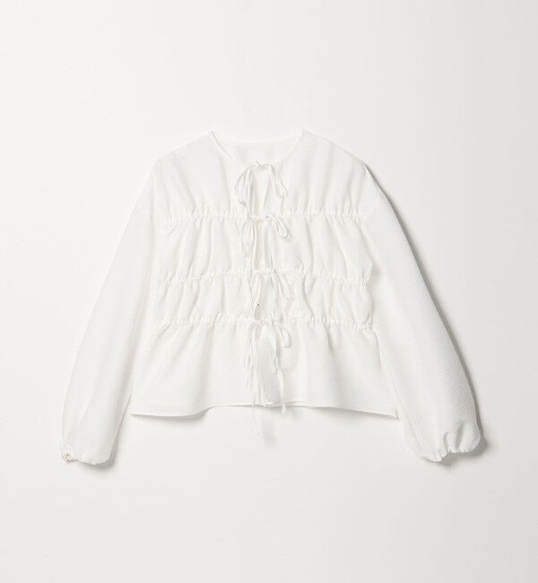 EMMEL REFINES「＜EMMEL REFINES＞EM コードレーン リボンギャザー ブラウス」|シャツ・ブラウス|