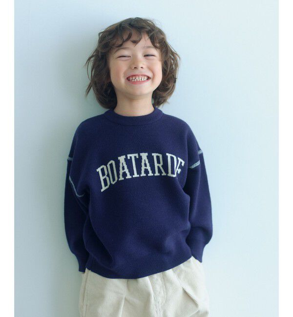 UNITED ARROWS green label relaxing「ロゴジャガード ニットプルオーバー / キッズ  100cm-160cm」|ニット・セーター|NAVY