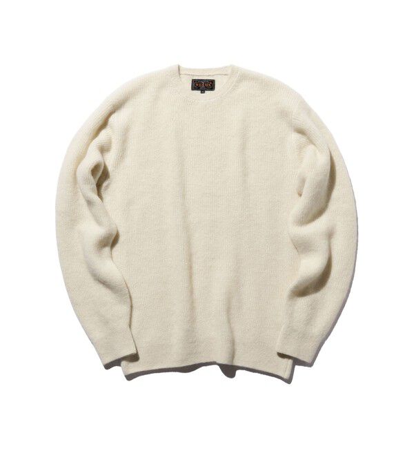 BEAMS PLUS「7ゲージ ガーター ステッチ クルーネック」|ニット・セーター|WHITE
