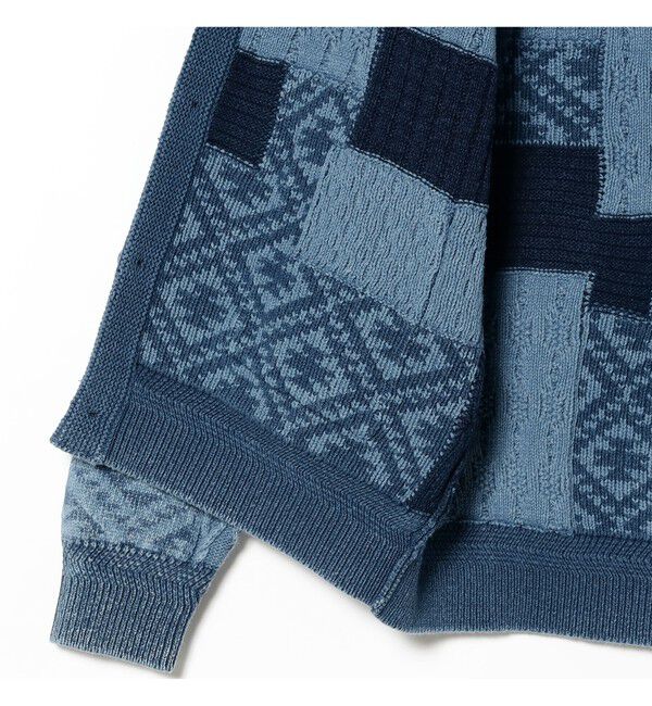 BEAMS PLUS「インディゴ パッチワーク カーディガン」|ニット・セーター|