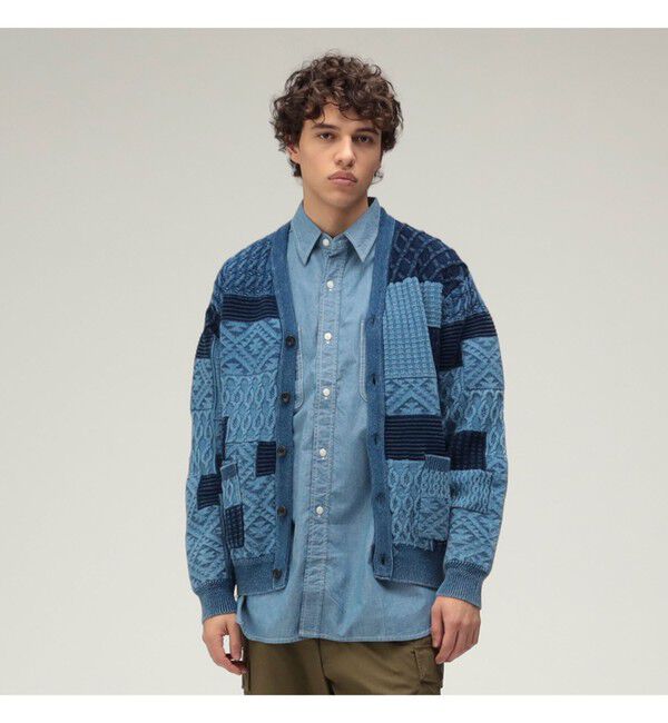 BEAMS PLUS「インディゴ パッチワーク カーディガン」|ニット・セーター|