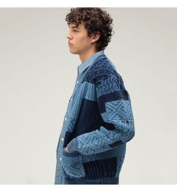 BEAMS PLUS「インディゴ パッチワーク カーディガン」|ニット・セーター|