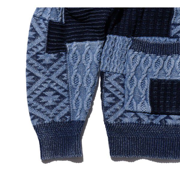 BEAMS PLUS「インディゴ パッチワーク カーディガン」|ニット・セーター|